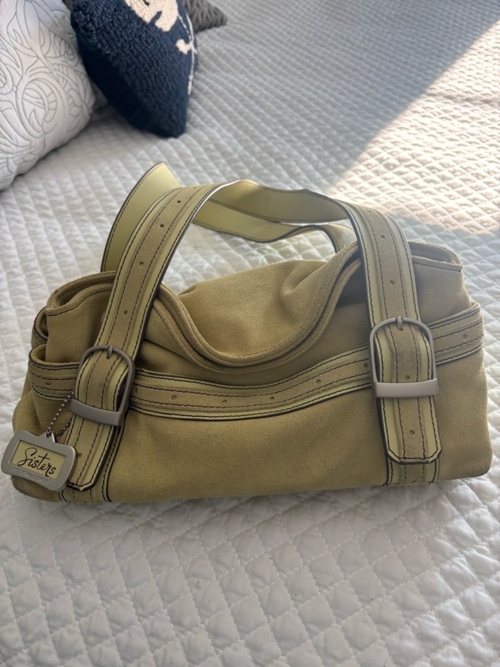 Sisters by Longaberger Yellow-Green Suede Shoulder Bag